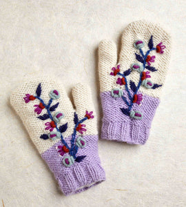 Flora Lavender Knit Mittens