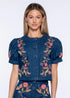 Coco Top - Denim Floral Embroidery