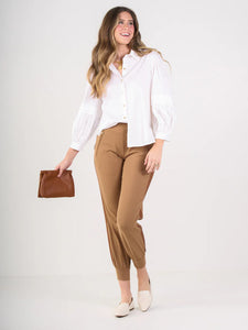 Oxford Blouse in White Cotton Poplin