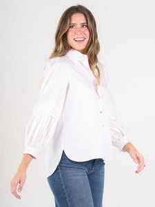 Oxford Blouse in White Cotton Poplin