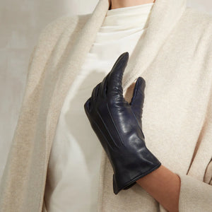 Emilie Leather Glove - Navy