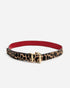 Reversible Square Buckle Belt - Metallic Leopard Leather