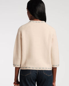 Blanket Stitch Border Cardi Coat Floating Floral