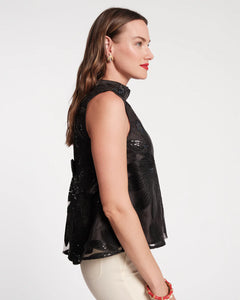 Diplomat Top Sequin Floral Tulle Mesh