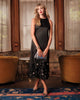 Francesca Maxi Dress w/Flowers Floral Satin Poly Satin Black