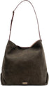Hunter Suede Italian Leather Hobo Tote - Olive