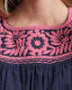 Jess Floral Embroidery Top - Navy
