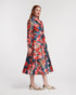 Lucille Wrap Dress Paradise Poppy Poly Dupion Navy/Red/Multi