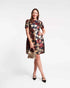 Michelle Mini Dress Floating Floral Jacquard Navy/Gold/Multi