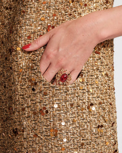 Mod Dress Sequin Wool Sequin Gold