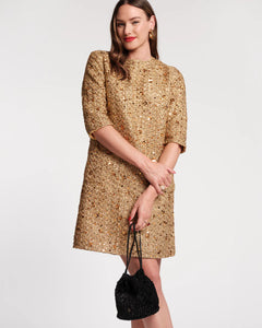 Mod Dress Sequin Wool Sequin Gold