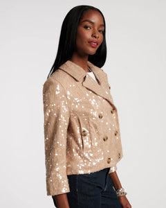 Sequin Moto Jacket Sequin Cotton Twill Champagne