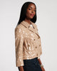 Sequin Moto Jacket Sequin Cotton Twill Champagne