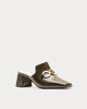 Natty Mule w/Heel Snake Emboss Leather - Olive