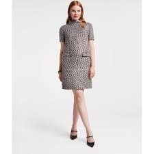 Sarah Shift Dress Deco Tweed Poly Lurex Light Blue/Gold/Multi