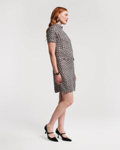 Sarah Shift Dress Deco Tweed Poly Lurex Light Blue/Gold/Multi