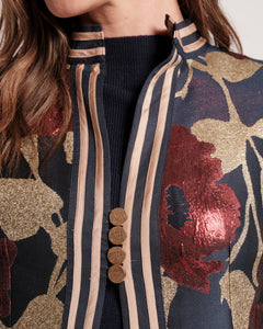 Susie Jacket Floating Floral Jacquard Navy/Gold/Multi