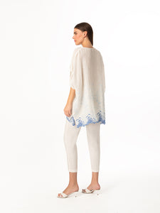 Linen Gauge Blouse with Embroidery
