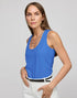 Daphne Scoop Neck Double Knit Tank - Lake Blue