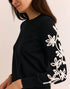 Kannon Long Sleeve Embroidered Sweater - Black