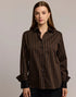 Margot Long Sleeve Striped Shirt - Caramel/Black