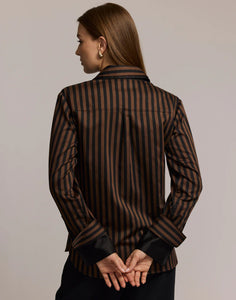 Margot Long Sleeve Striped Shirt - Caramel/Black