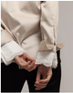 Long Sleeve Cotton Satin Blouse w/Lace Cuff - Champagne