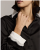 Long Sleeve Cotton Satin Blouse w/Lace Cuff - Black