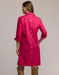 Aileen Button Back Dress - Raspberry