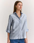 Xena 3/4 Length Blouse - French Grey Stripe