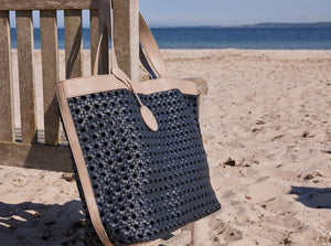 Braided Tote - Navy/Taupe