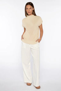 Cap Sleeve Mock Sweater - White