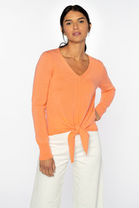 Cashmere Tie Front Pullover