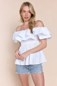 Reine Poplin Cotton Top - White