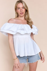Reine Poplin Cotton Top - White