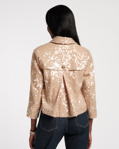 Sequin Moto Jacket Sequin Cotton Twill Champagne