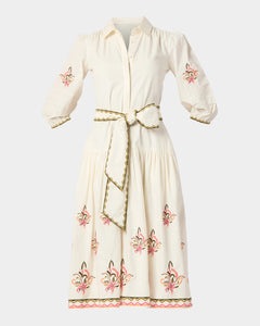 Paisley Embroidered Cotton Midi Shirtdress