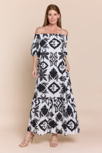 Aria Poplin Cotton Dress - Black/White