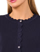 Cybill Scallop Neck Cardigan - Baritone Blue