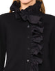 Button Down Top with Woven Ruffle Neck & Placket Trim