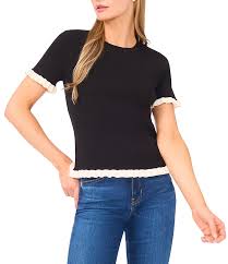 Crew Neck Sweater w/Ruffle