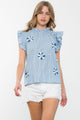 Embroidered Top - Blue