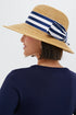 Striped Packable Wide Bow Hat - Navy