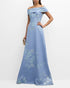 Large Floral Pattern Jacquard Off the Shoulder Gown