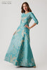 Metallic Jacquard A-Line Evening Gown
