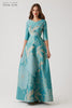 Metallic Jacquard A-Line Evening Gown